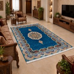 فرشینه اتاق و پذیرایی کلاسیک رنگ فیروزه ای تیره ترمز دار (TI) کد F108