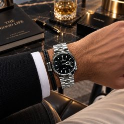ساعت مردانه گرد نقره ای صفحه مشکی کاونت (ZZ) کد CR-D5445