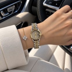 ساعت زنانه کاونت گرد نقره ای طلایی صفحه بژ (ZZ) کد W1639