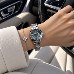 ساعت زنانه کاونت گرد نقره ای صفحه مشکی (ZZ) کد W1691