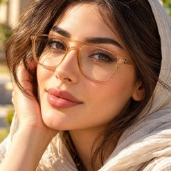عینک طبی زنانه KOENCB عسلی شفاف کد GL202