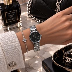 ساعت زنانه کاونت گرد نقره ای صفحه مشکی (ZZ) کد W1695