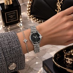 ساعت زنانه کاونت گرد نقره ای صفحه مشکی (ZZ) کد W1640