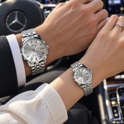 ساعت ست زنانه و مردانه گرد کاونت نقره ای (ZZ) کد W1728