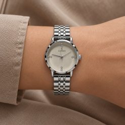 ساعت زنانه کاونت گرد نقره ای صفحه بژ (ZZ) کد W1693