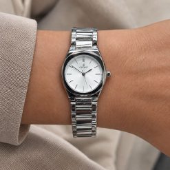 ساعت زنانه کاونت گرد نقره ای صفحه سفید (ZZ) کد W1703