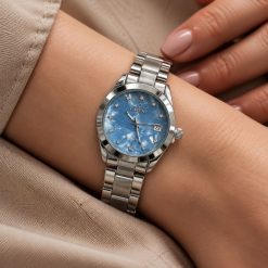 ساعت زنانه کاونت گرد نقره ای صفحه آبی (ZZ) کد W1688