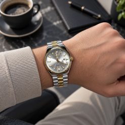 ساعت مردانه کاونت گرد نقره ای طلایی صفحه نقره ای (ZZ) کد W1601