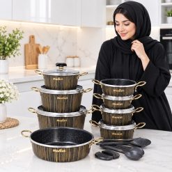سرویس قابلمه 21 پارچه گرانیتی مشکی ماموت مدل لاین (AF) کد LGH016