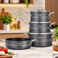Alternative view of سرویس قابلمه 7 پارچه گرانیتی رنگ مدادی چکشی هلنا مدل کلاسیک (AF) کد LGH018
