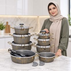 سرویس قابلمه 21 پارچه گرانیتی طوسی ماموت مدل لاین (AF) کد LGH017