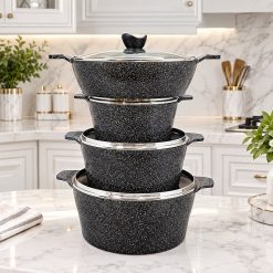 سرویس قابلمه 8 پارچه چدن گرانیت مشکی دالغا (AF) کد LGH027