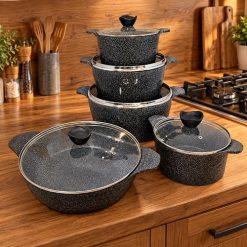 سرویس قابلمه 10 پارچه چدن مشکی گرانیت دالغا (AF) کد LGH029