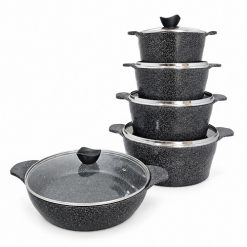 سرویس قابلمه 10 پارچه چدن مشکی گرانیت دالغا (AF) کد LGH029 - تصویر 4