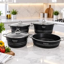سرویس قابلمه 7 پارچه گرانیتی مشکی هلنا مدل فورج (AF) کد LGH026