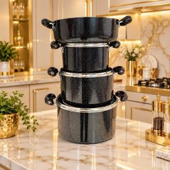 سرویس قابلمه 7 پارچه رنگ مشکی آذین (AF) کد LGH045