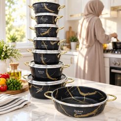 Alternative view of سرویس قابلمه 14 پارچه هلنا مدل ماربل رنگ مشکی طلایی (AF) کد LGH048