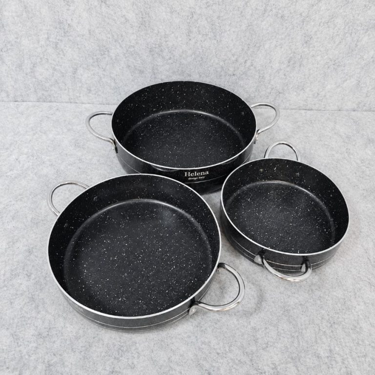 سرویس تابه 3 پارچه رنگ مشکی دودسته هلنا مدل کلاسیک (AF) کد LGH054 - تصویر 5
