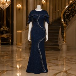 لباس مجلسی زنانه مدل بهاره رنگ سورمهای (j) کد LB406