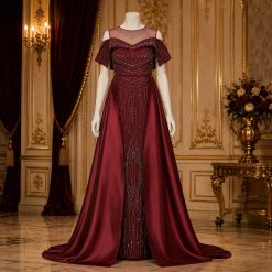 لباس مجلسی زنانه مدل مرجان رنگ زرشکی (j) کد LB413