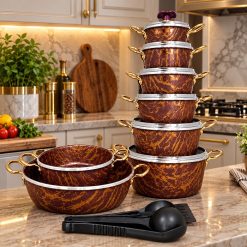 سرویس قابلمه 21 پارچه گرانیتی بنفش ماموت مدل ماربل (AF) کد LGH006