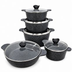 سرویس قابلمه 10 پارچه چدن مشکی گرانیت دالغا (AF) کد LGH029 - تصویر 6