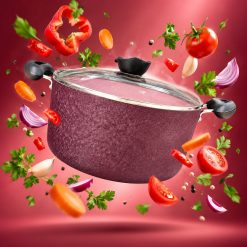 Alternative view of قابلمه تکی سایز 26 نانوگرانیت 8 نفره آذین بادمجونی (AF) کد LGH078