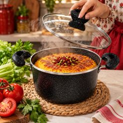 قابلمه تک سایز 18 گرانیتی 3 نفره آذین رنگ مشکی (AF) کد LGH082