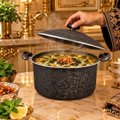 قابلمه تکی سایز 26 نانوگرانیت 8 نفره آذین مشکی چروک (AF) کد LGH076