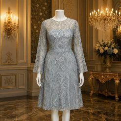 لباس مجلسی زنانه مدل باوان رنگ طوسی (j) کد LB117