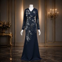 لباس مجلسی زنانه مدل ساناز رنگ سورمهای (j) کد LB415