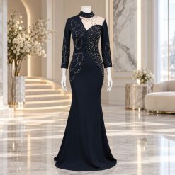 پیراهن مجلسی زنانه مدل طناز رنگ سورمهای (j) کد CR-D8294
