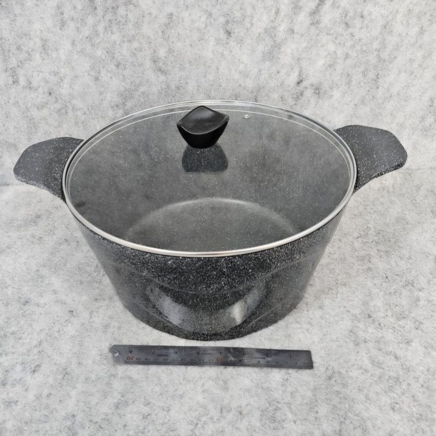 قابلمه تک سایز 32 چدن گرانیت 15 نفره دالغا رنگ مشکی (AF) کد LGH071 - تصویر 4