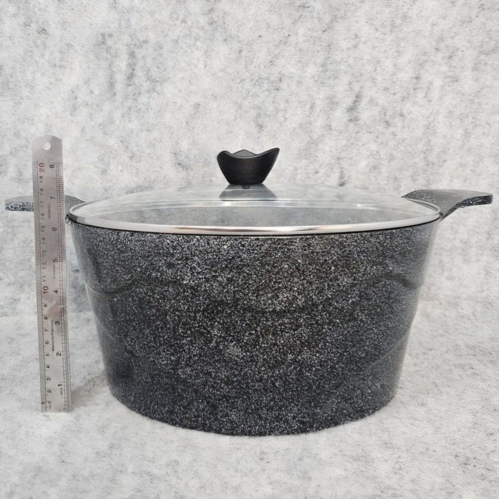 قابلمه تک سایز 32 چدن گرانیت 15 نفره دالغا رنگ مشکی (AF) کد LGH071 - تصویر 9