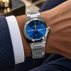 ساعت مردانه کاونت گرد نقره ای صفحه آبی (ZZ) کد W1672