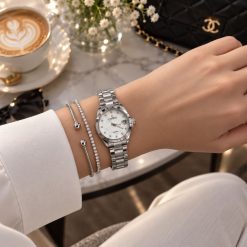 ساعت کلاسیک زنانه کاونت گرد نقره ای صفحه سفید (ZZ) کد 5472XL-QM