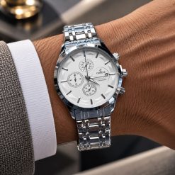 ساعت مردانه کورنوگراف کاونت نقره ای صفحه سفید (ZZ) کد W1632 (x)
