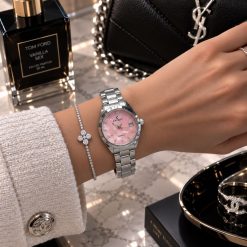 ساعت زنانه کاونت گرد نقره ای صفحه صورتی (ZZ) کد W1689