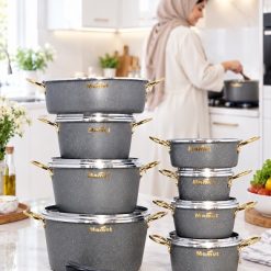 سرویس قابلمه 21 پارچه گرانیتی طوسی ماموت مدل سوپر گرانیت (AF) کد LGH013