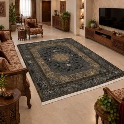 Alternative view of فرش اتاق و پذیرایی مدرن رنگ ذغالی طلایی مدل استپ دار (TI) کد 15378XL-QM