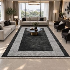Alternative view of فرش اتاق و پذیرایی طرحدار مدرن پینترستی رنگ ذغالی ترمز دار (TI) کد 023A-15220