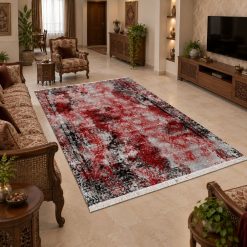 Alternative view of فرش اتاق و پذیرایی طرح مدرن استپ دار رنگ قرمز طوسی (TI) کد XMA-15201