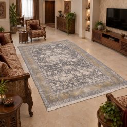 فرشینه اتاق و پذیرایی طرح کلاسیک رنگ خاکستری ترمز دار (TI) کد F170