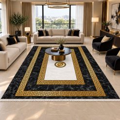 فرشینه اتاق و پذیرایی طرح مدرن رنگ مشکی طلایی ترمزدار (TI) کد F141