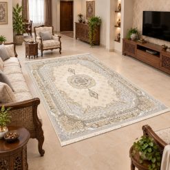 فرش اتاق و پذیرایی کلاسیک کرم استپ دار (TI) کد CR-D5767