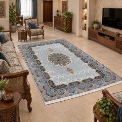 فرشینه اتاق و پذیرایی کلاسیک رنگ فیروزه ای ترمز دار (TI) کد F109