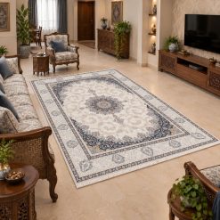 فرشینه اتاق و پذیرایی طرح کلاسیک رنگ سفید ترمز دار (TI) کد F197