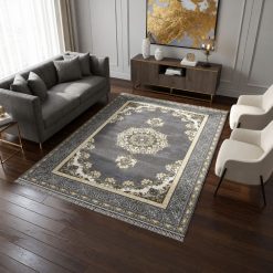 فرش اتاق و پذیرایی طرح کلاسیک رنگ زغالی استپ دار (TI) کد XRN-5689