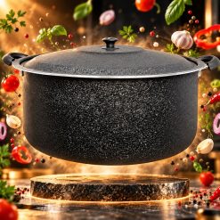 قابلمه تک سایز 60 گرانیتی 55 نفره هلنا مشکی چروک (AF) کد LGH112
