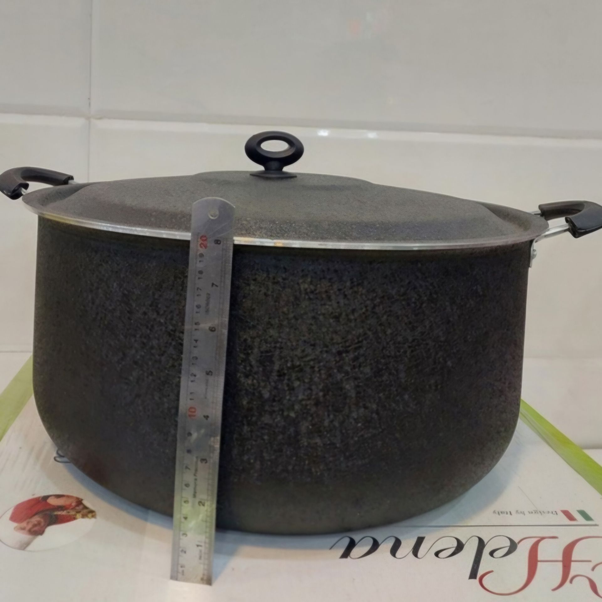قابلمه تک سایز 46 گرانیتی 35 نفره هلنا مشکی چروک (AF) کد LGH108 - تصویر 5